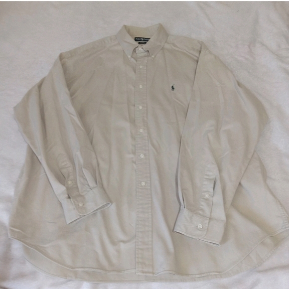 Vintage Ralph Lauren Button Up Shirt Mens XXL Khaki Blaire Pony 90s Preppy - Picture 8 of 14